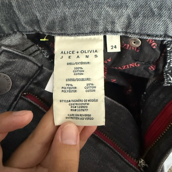 Alice + Olivia Amazing Distressed High Waist Raw Cuffed Boyfriend Jean - Picture 8 of 13